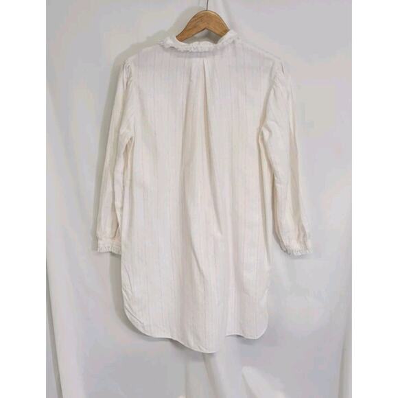 Vintage Windy Rose White Pastel Pinstriped Cotton Flannel Nightgown Size Medium - Picture 5 of 9